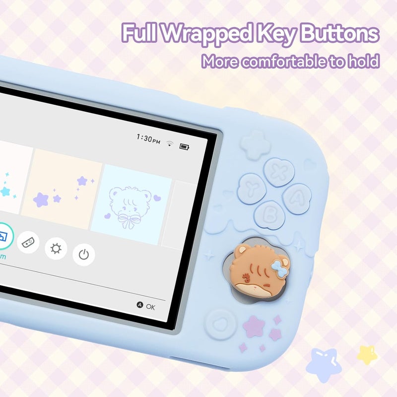 GEEKSHARE Silicone Protective Shell Compatible with Switch Lite, Sweet Soft Ice Cream Cover Case for Switch Lite with 2 Thumb Grip Caps - Mikko (Blue) - Image 2